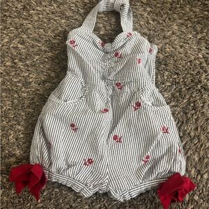 Janie and Jack (vintage) Kids Romper with Red Accents